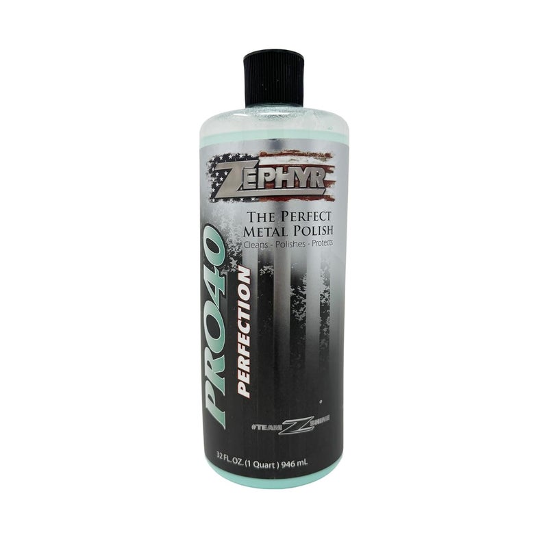 Zephyr Pro-40 The Perfect Metal Polish - 32oz for Chrome, Stainless Steel, Aluminum, Brass, Copper, Silver, and Magnesium - Image 1
